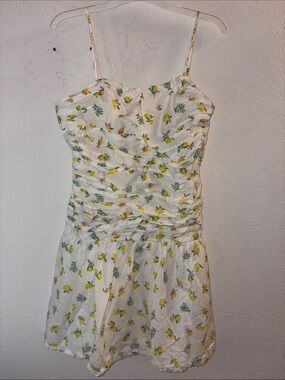 Marshalls White Lemon-Print Mini Dress
